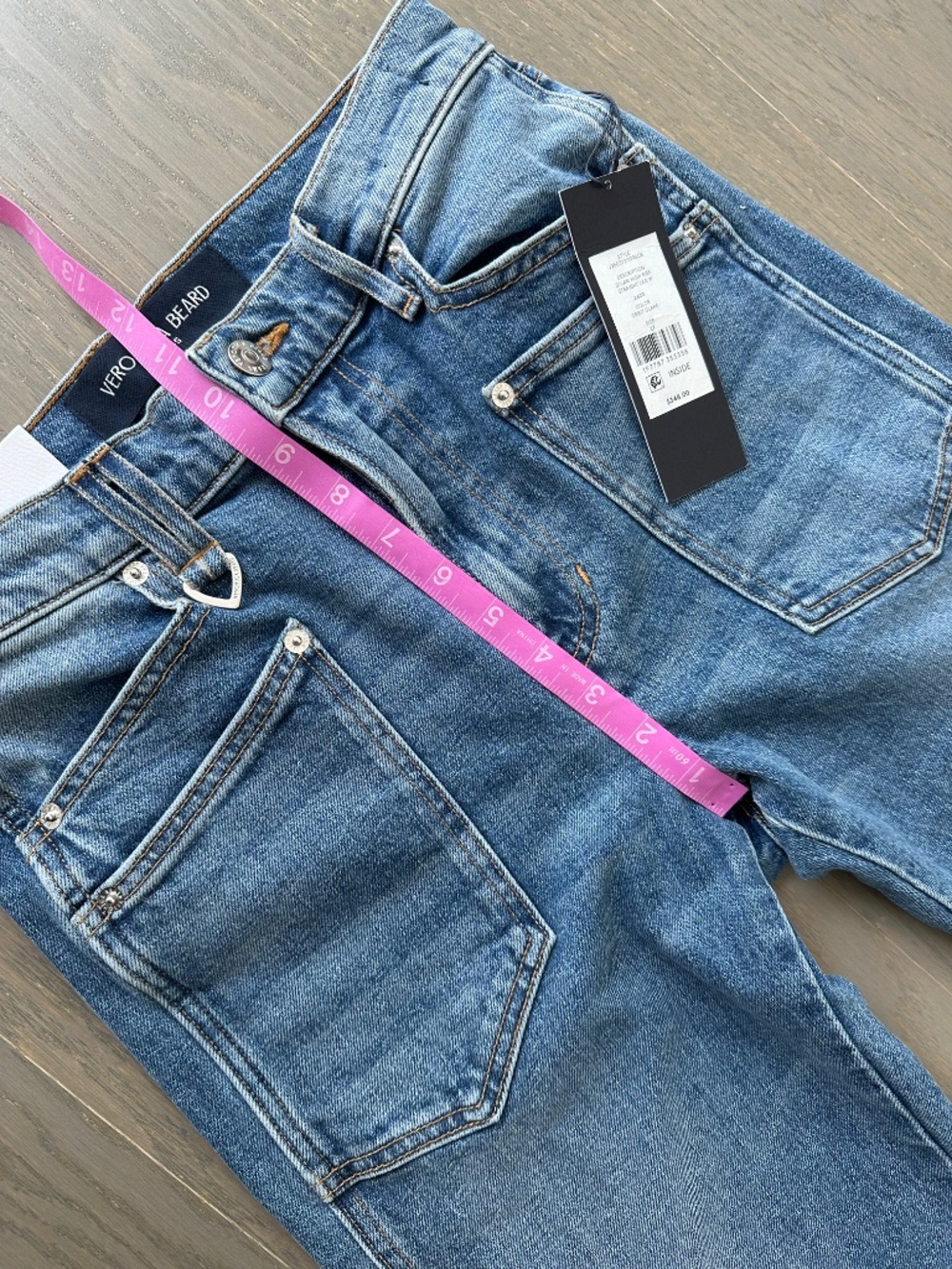 Veronica Beard DYLAN Patch Pocket Straight Leg Jeans Jean Orbit - With Tags - 27 - Picture 5 of 7